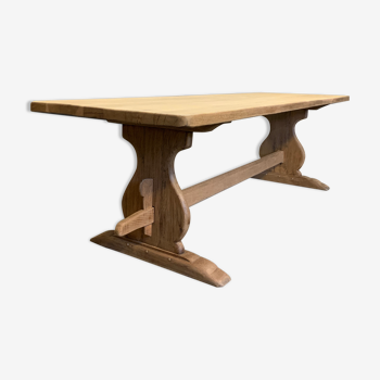 Table de ferme pied monastère en chêne brut