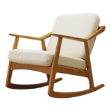 Fauteuil à bascule en chêne, design danois, années 1960, designer : H. Brockmann Petersen, p