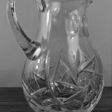 Crystal cider pitcher engraved early twentieth century