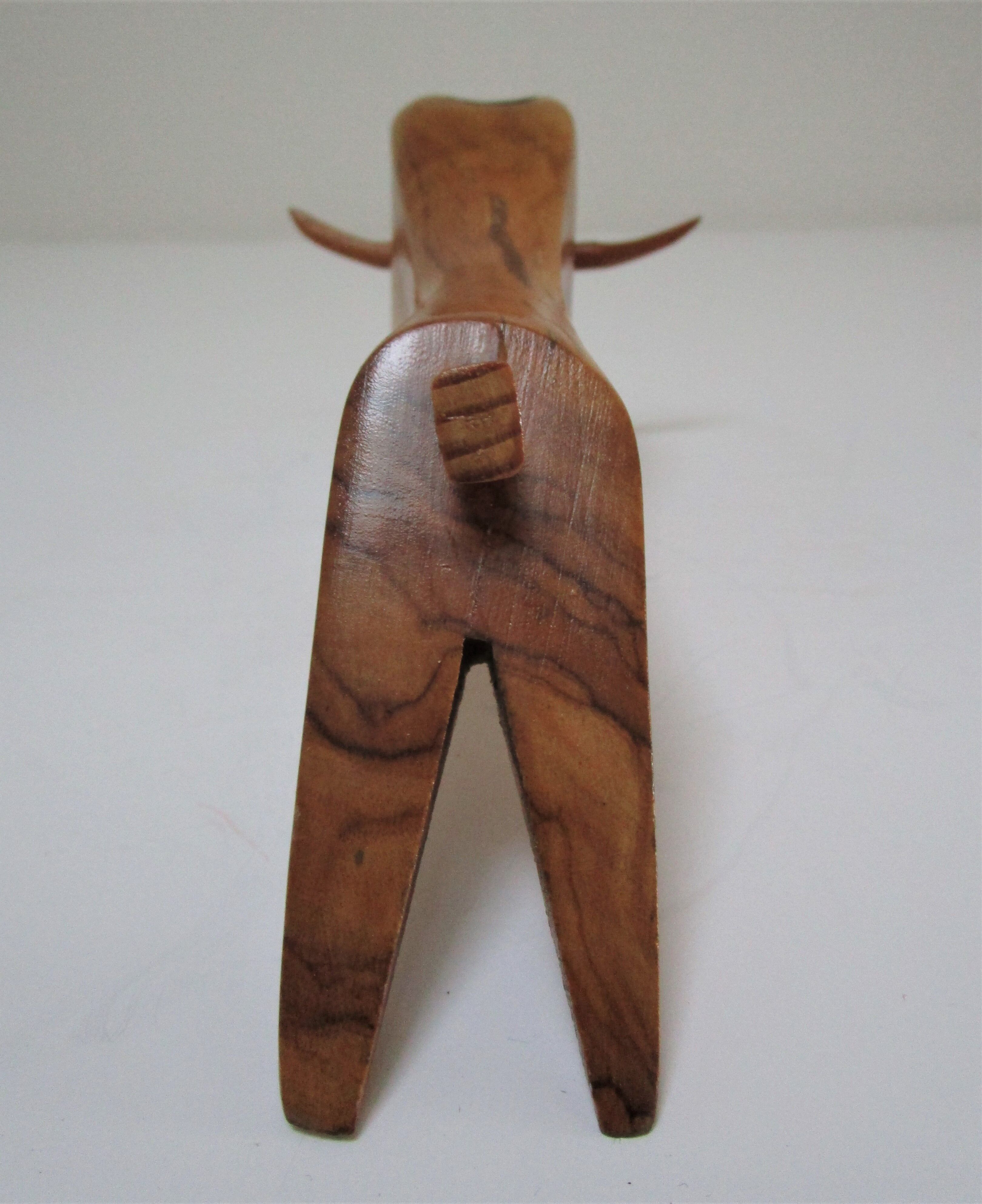 Wooden candlestick bull 70s