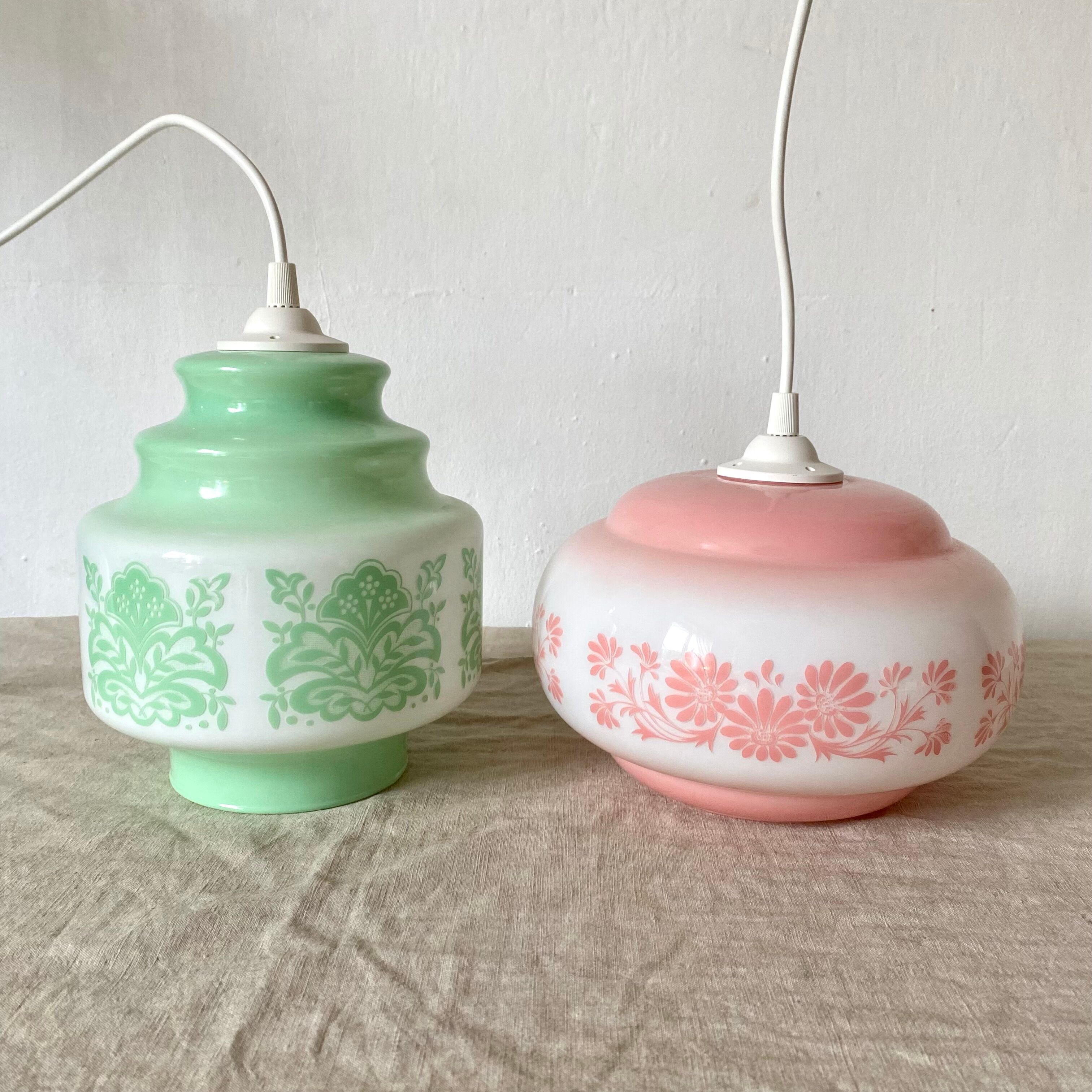 Vintage opaline pendant lamps