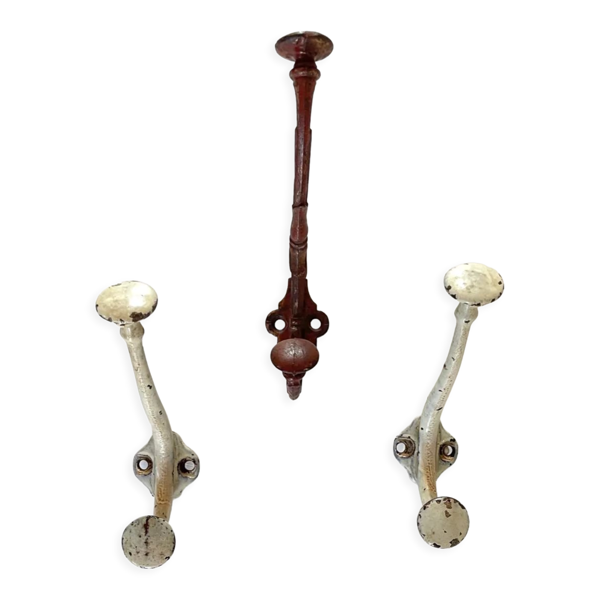 Lot pateres steel and porcelain vintage