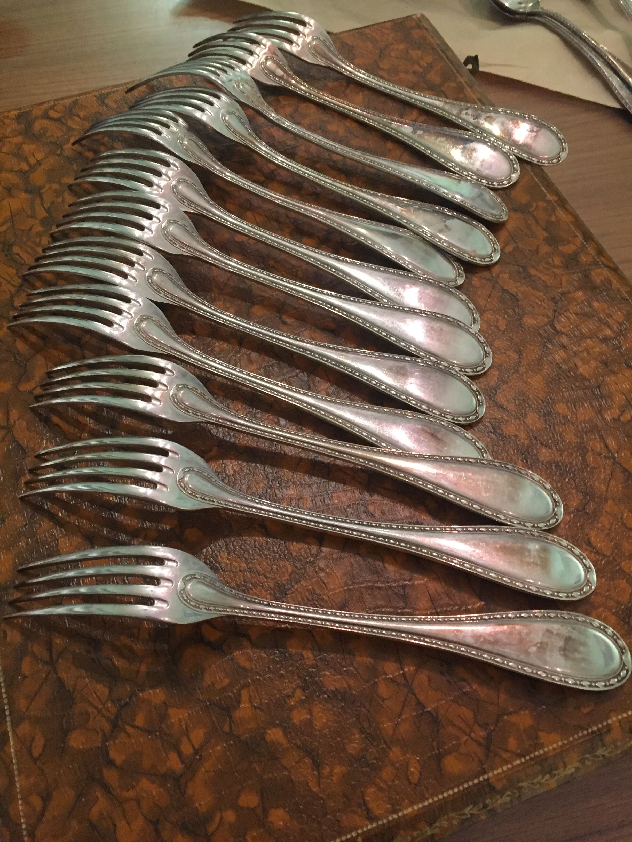 Lot forks silver metal