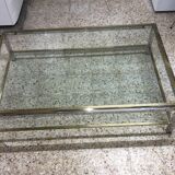 Table basse en laiton doré et chromé