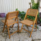Lot de 3 chaises pliantes en bois et cannage