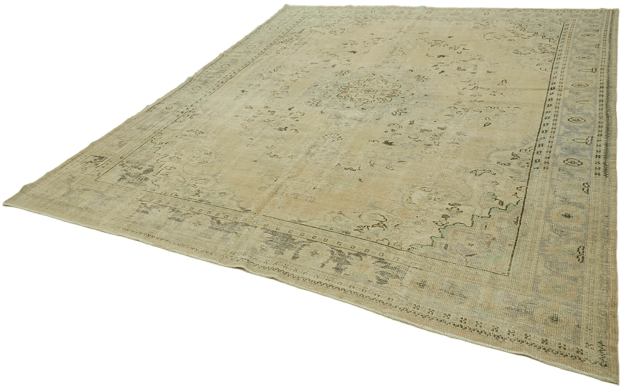 Handmade Oriental Unique 1980s 283 cm x 324 cm Beige Wool Carpet