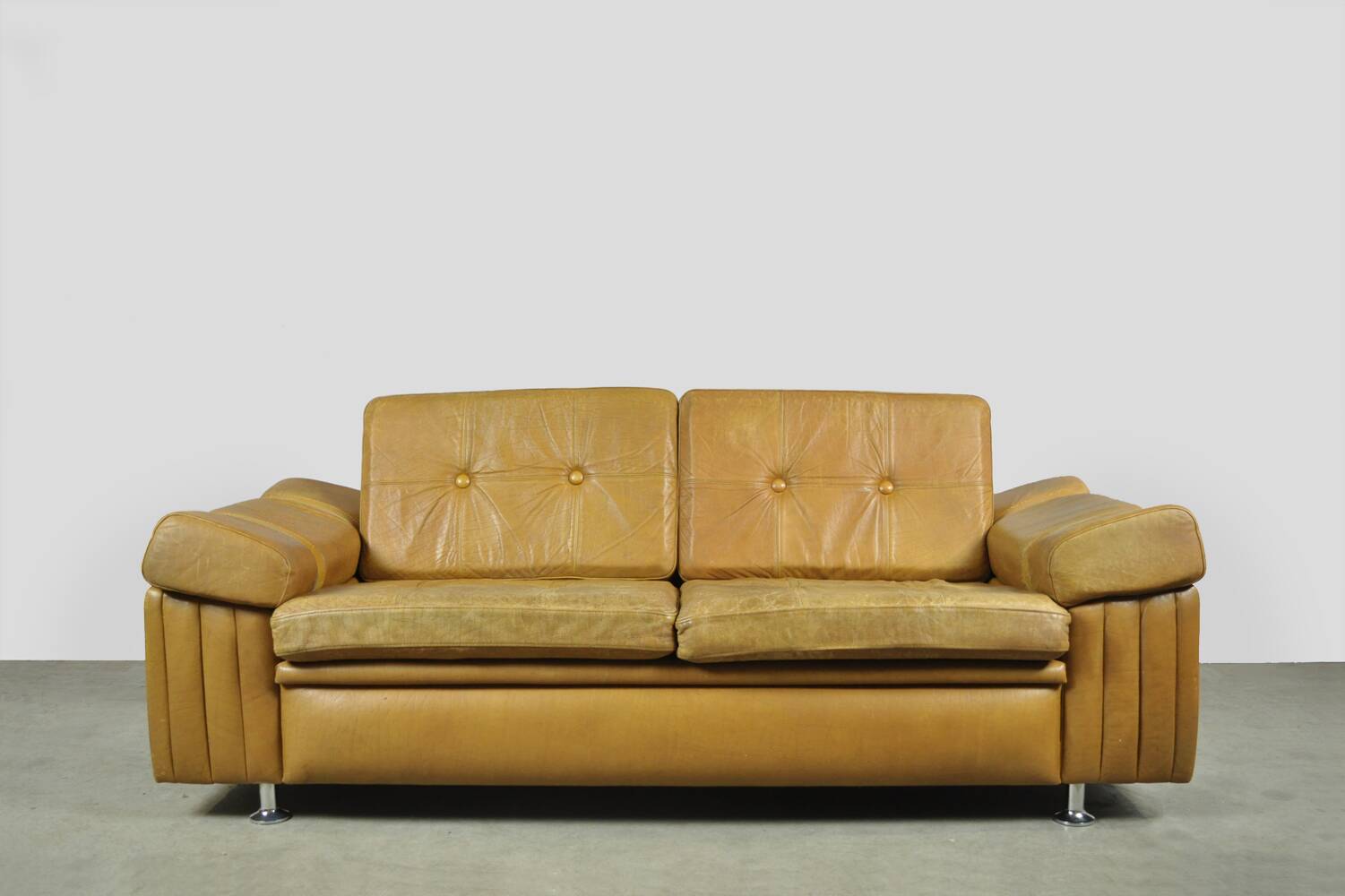 Danish vintage leather 2-seater sofa by svend skipper, 1970s