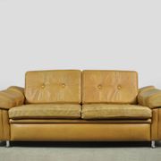 Danish vintage leather 2-seater sofa by svend skipper, 1970s