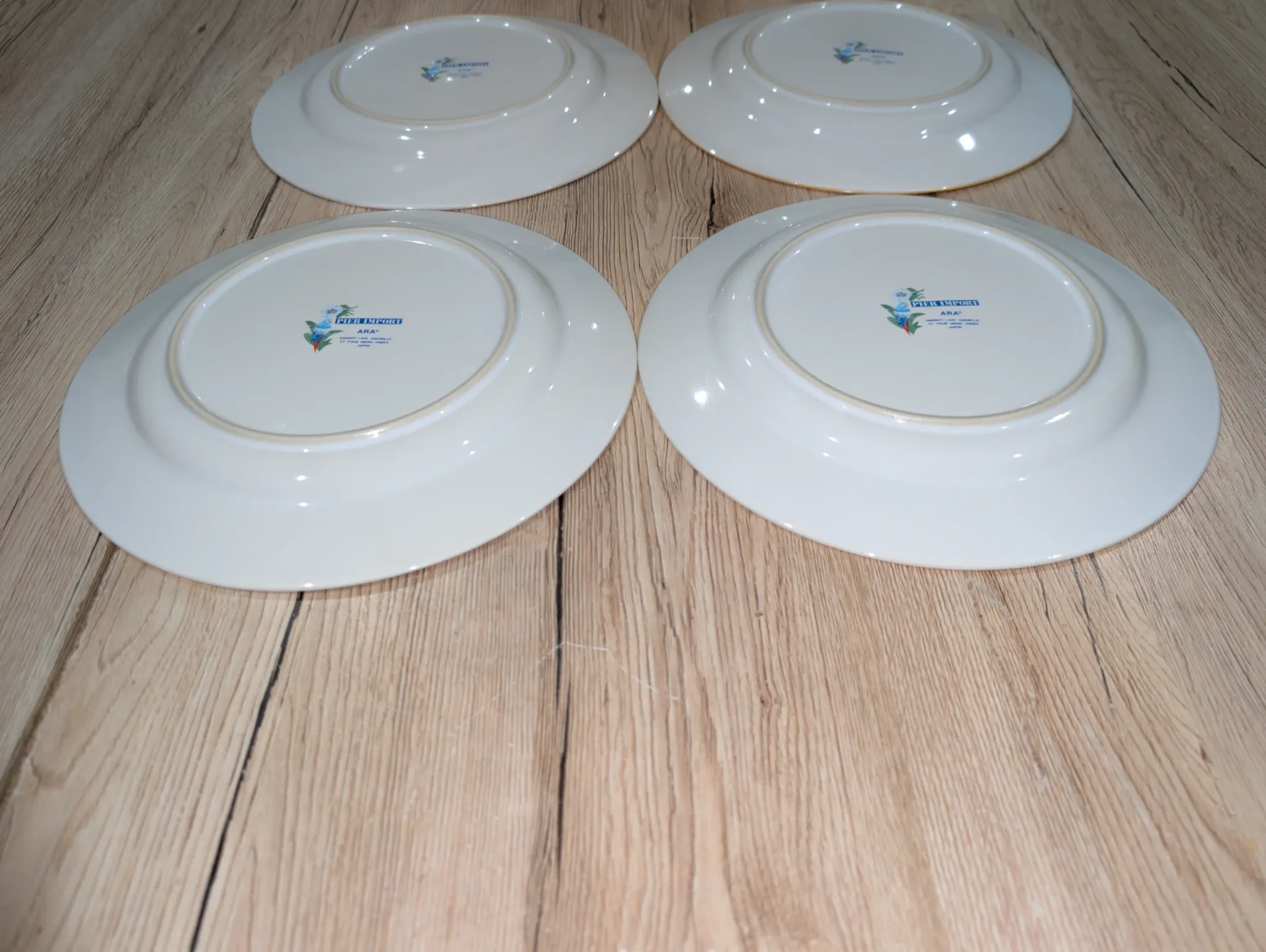 Lot of 4 Large Flat Plates Porcelain ARA Pier Import