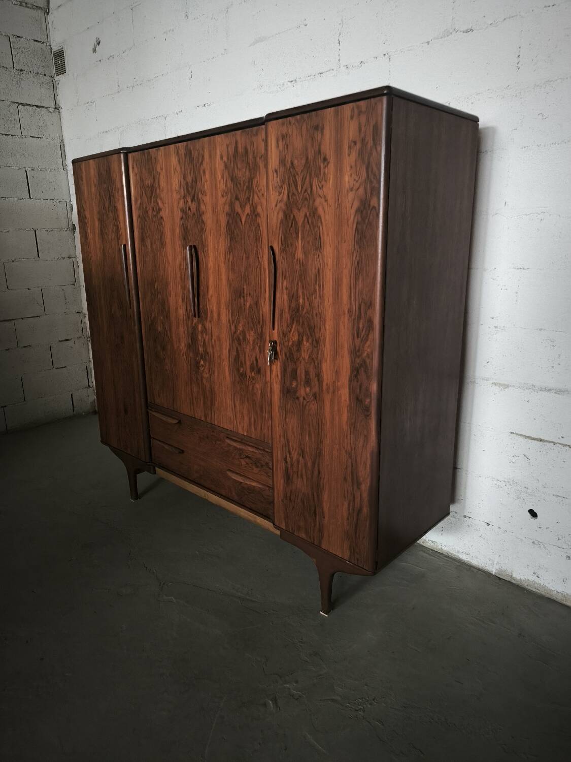 Vintage Scandinavian wardrobe in rosewood