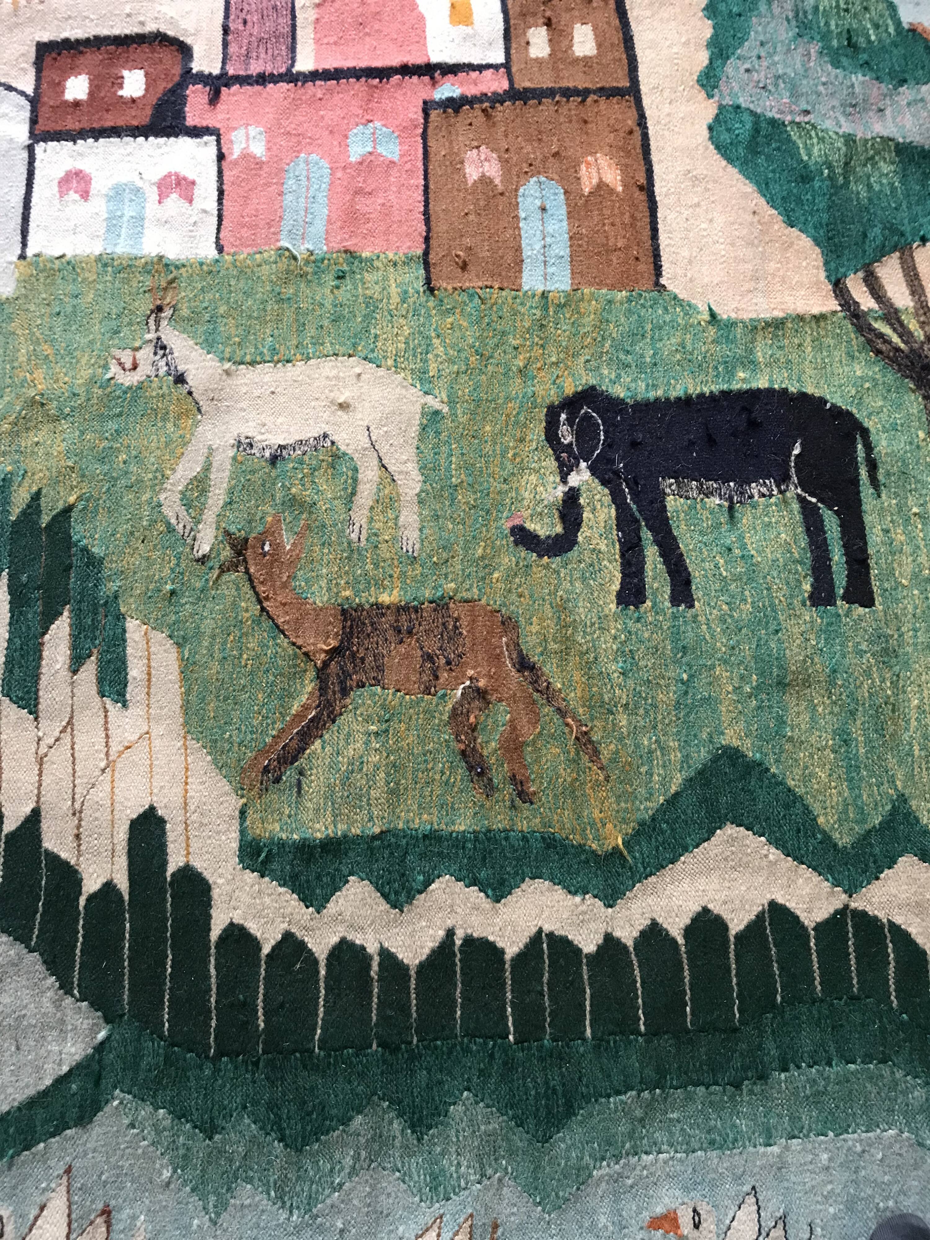 Vintage Egyptian Tapestry Ramsès Wissa Wassef circa 1960