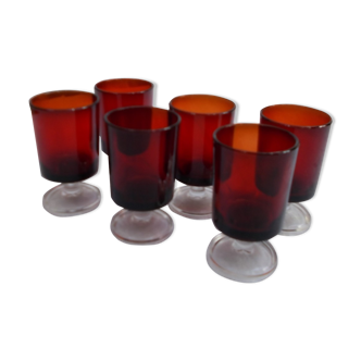 Set of 6 red Porto glasses