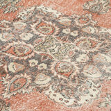 Turkish hand-knotted distressed 1970s beige carpet 178 cm x 305 cm