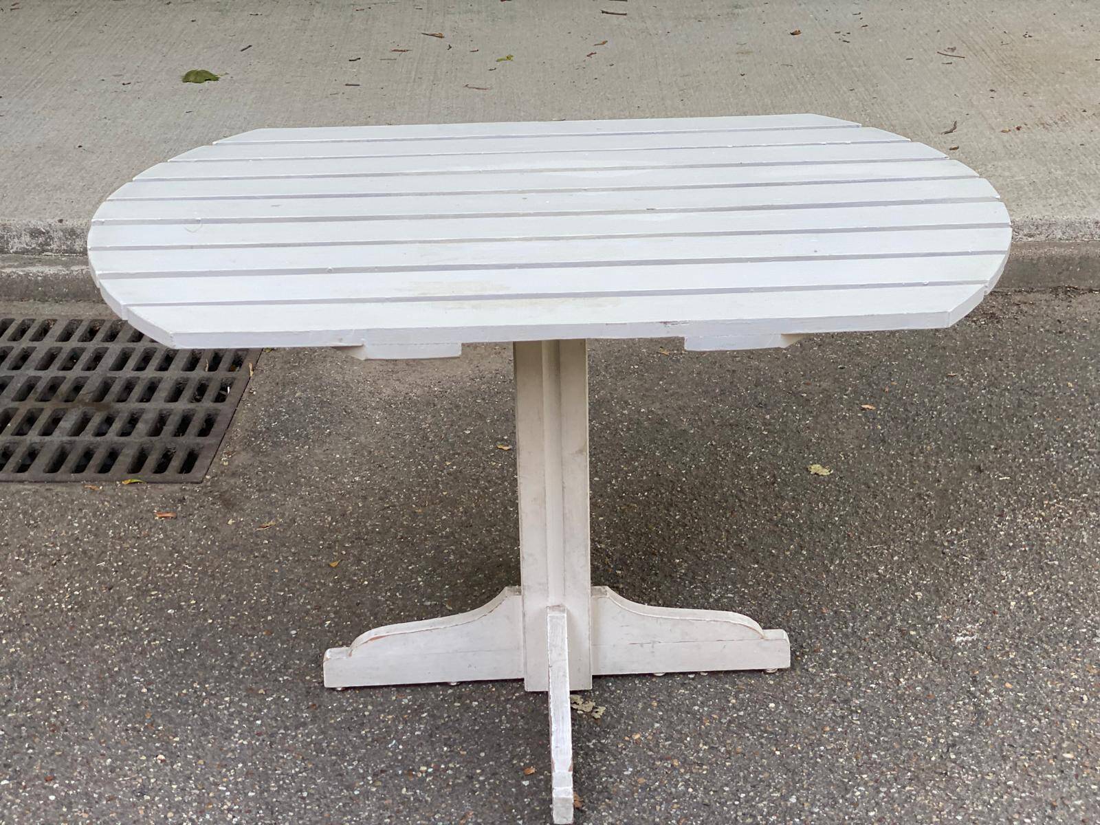 White solid wood bistro style garden table for 4 people