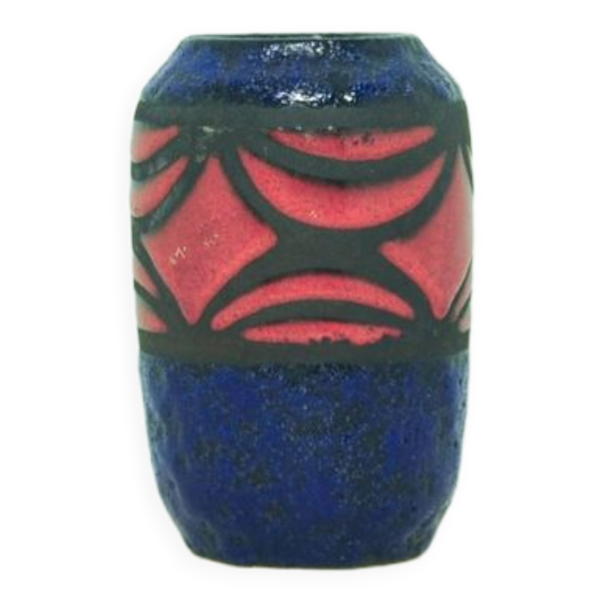 Vintage blue & red fatlava west germany vase scheurich