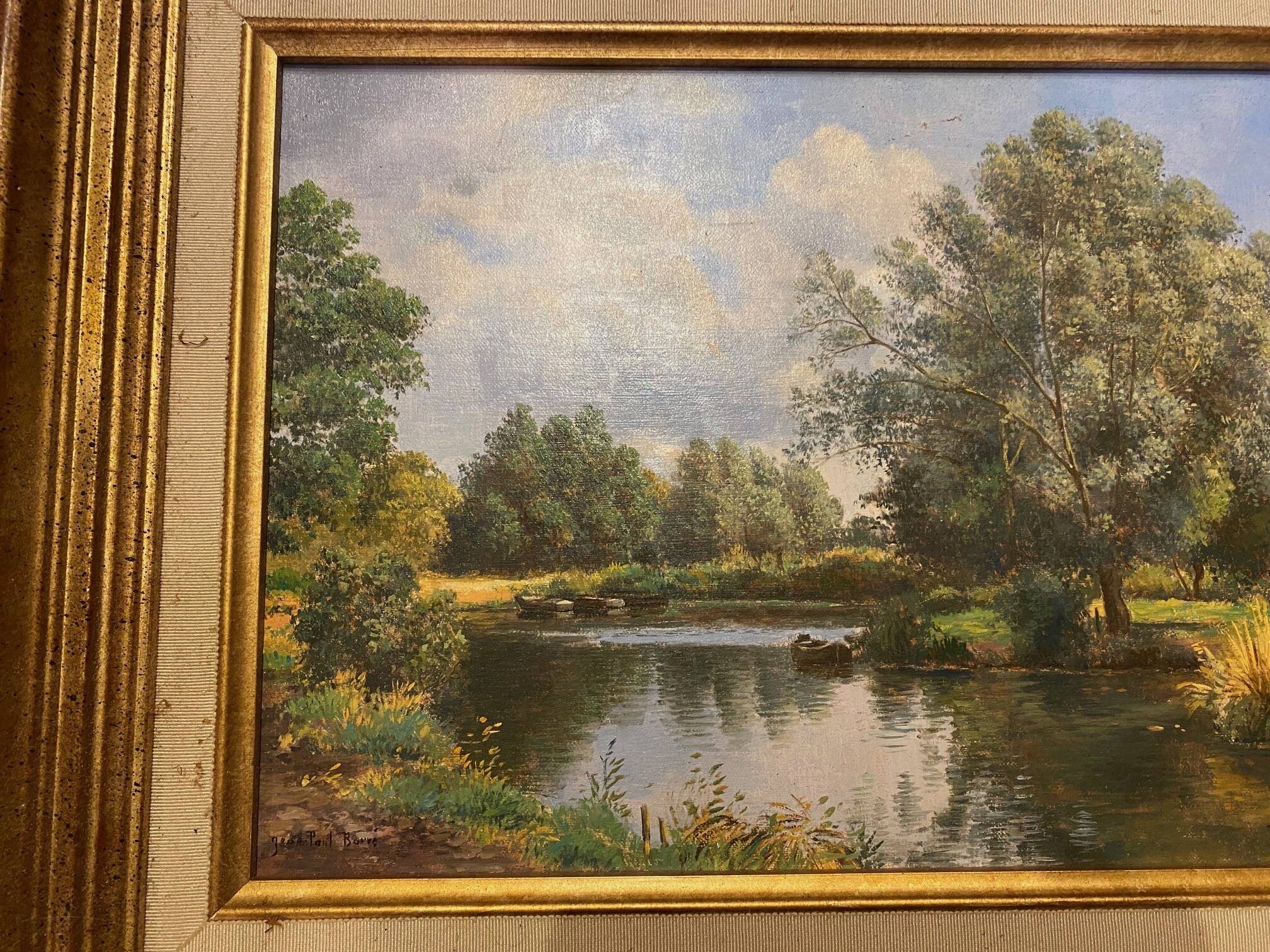 Oil painting on canvas kerfeuille marais de briere signed jean paul barre