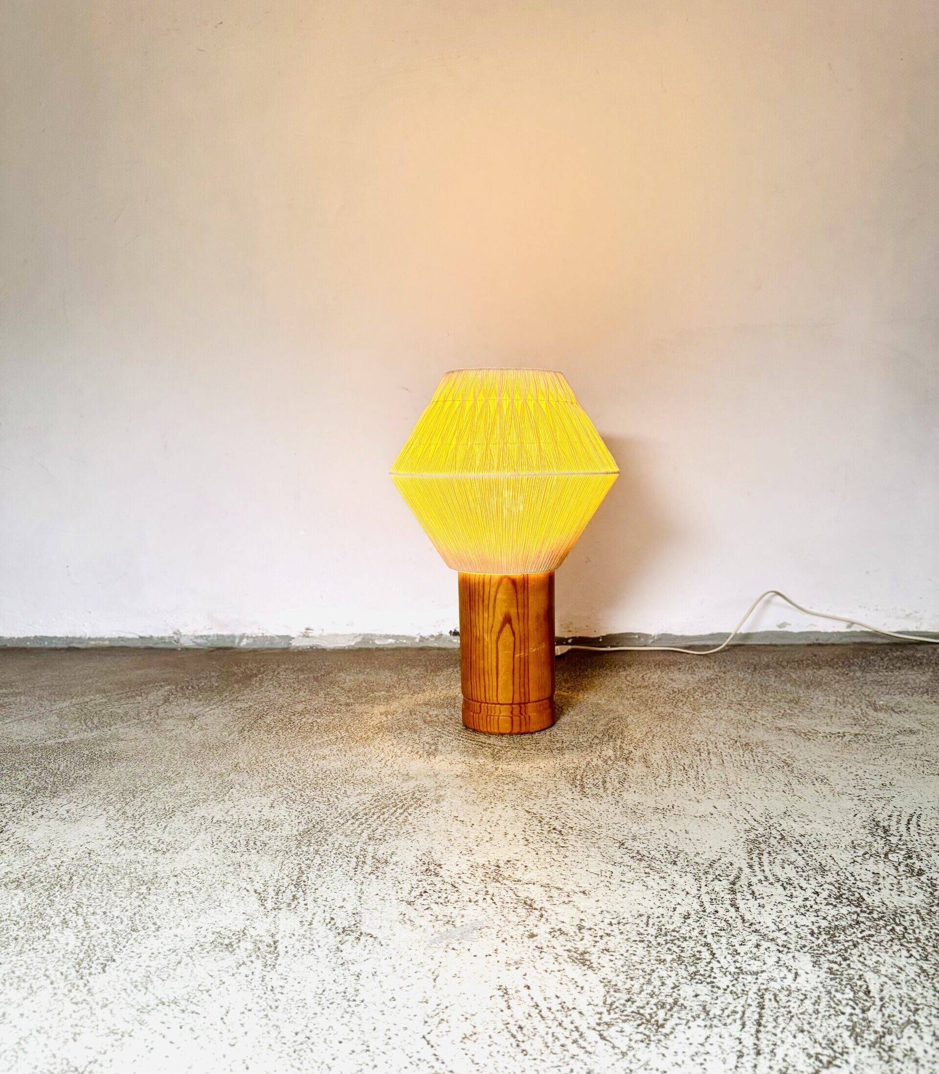 B-243 Wood & Sisal Table Lamp By Hans-Agne Jakobsson For Ab Ellysett, Sweden 1960S