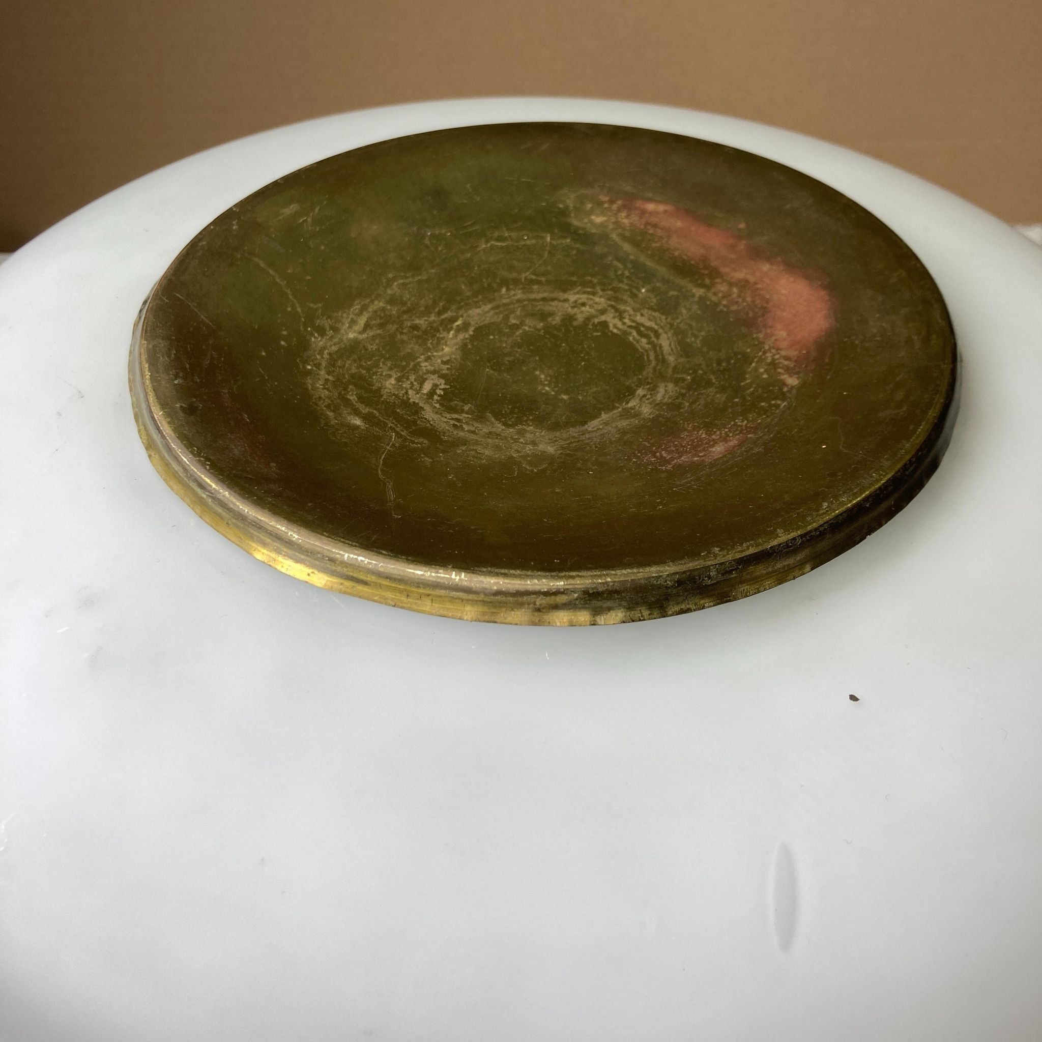 Patinated brass Art Deco low floor lamp, 132cm