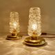 Pair Vintage Bubble Glass Table Lamps, Bedside, Brass