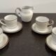 Set of 4 cups and saucers + milk jug - Stoneware - Salins-France - 70s