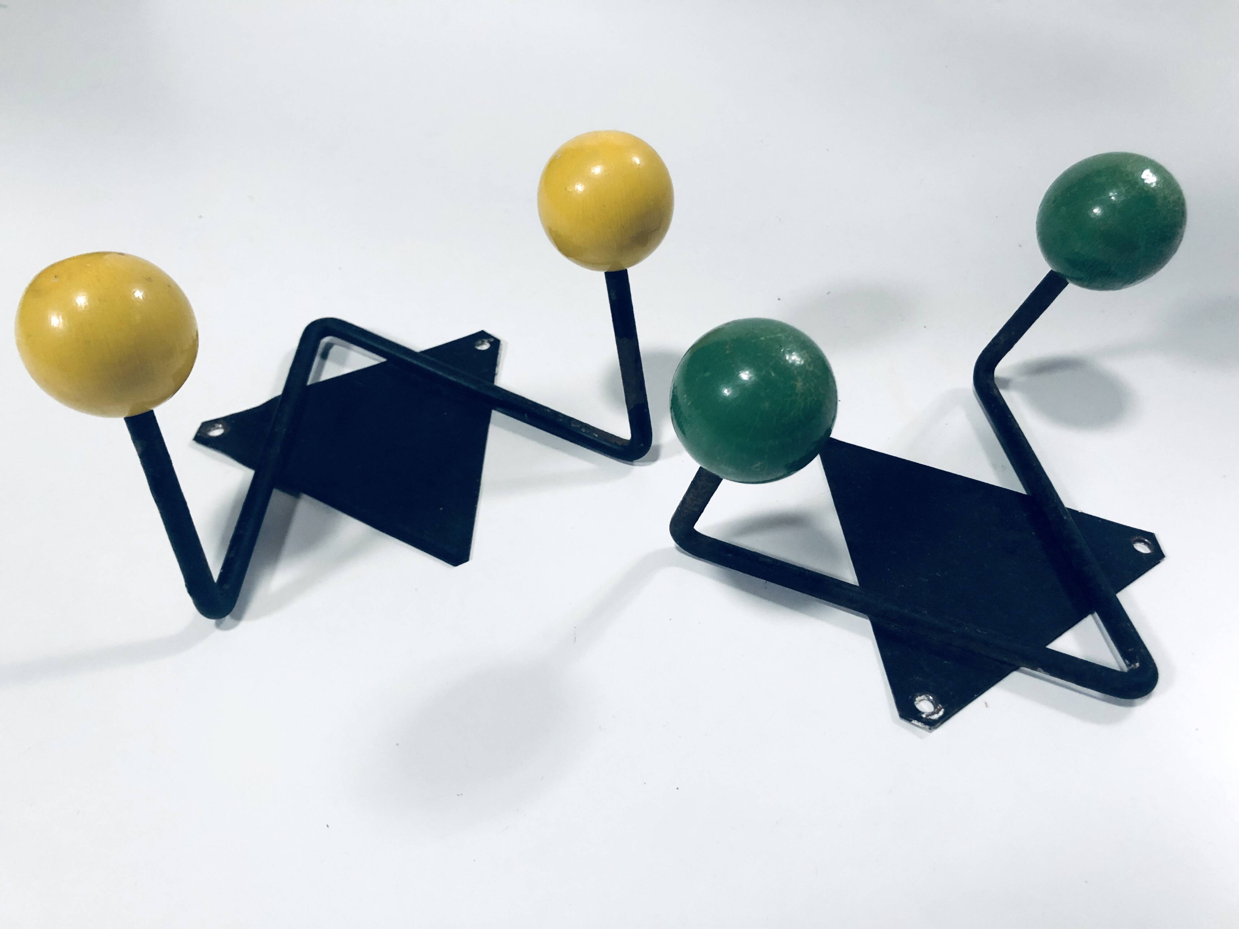 Vintage Coat Racks • Wrought Iron & Wood • 1950