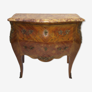 Comfortable curved Louis XVI style rosewood marquetry