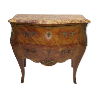 Comfortable curved Louis XVI style rosewood marquetry