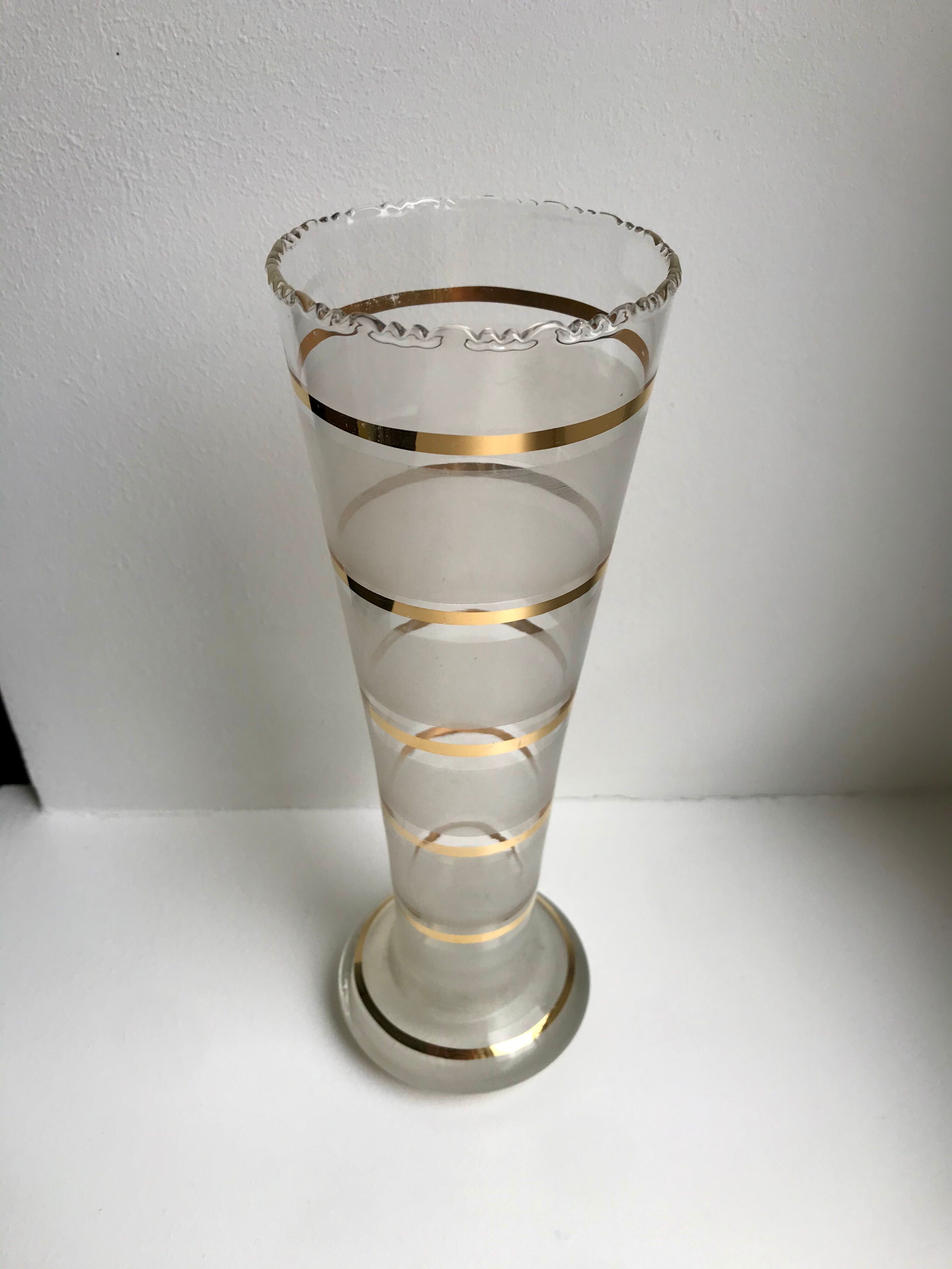 Serrated vase with gilded edging 60s