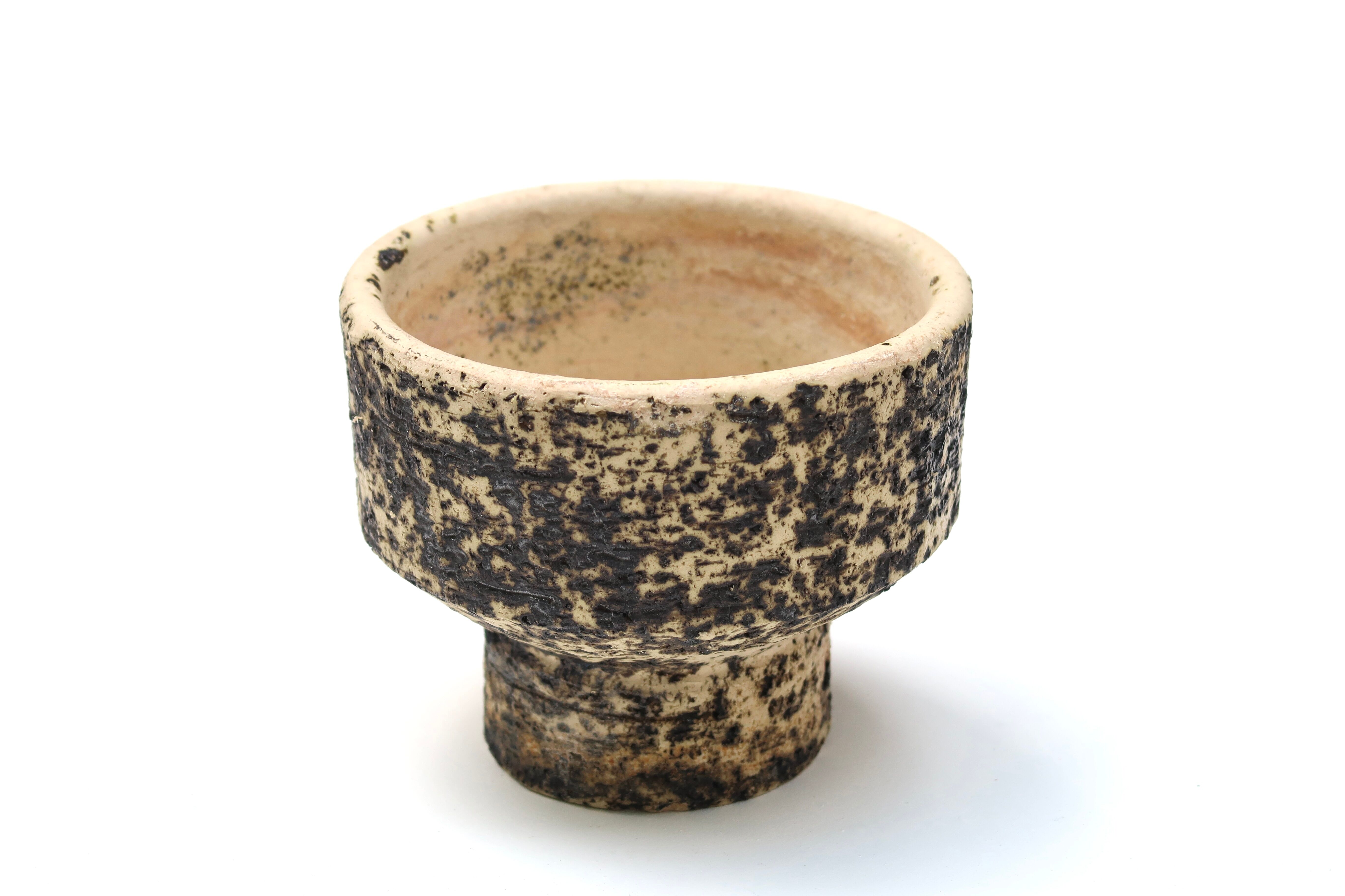 Green and beige ceramic pot, 50s