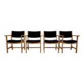 Ensemble de 4 fauteuils avec estampille "hans wegner" 1960.