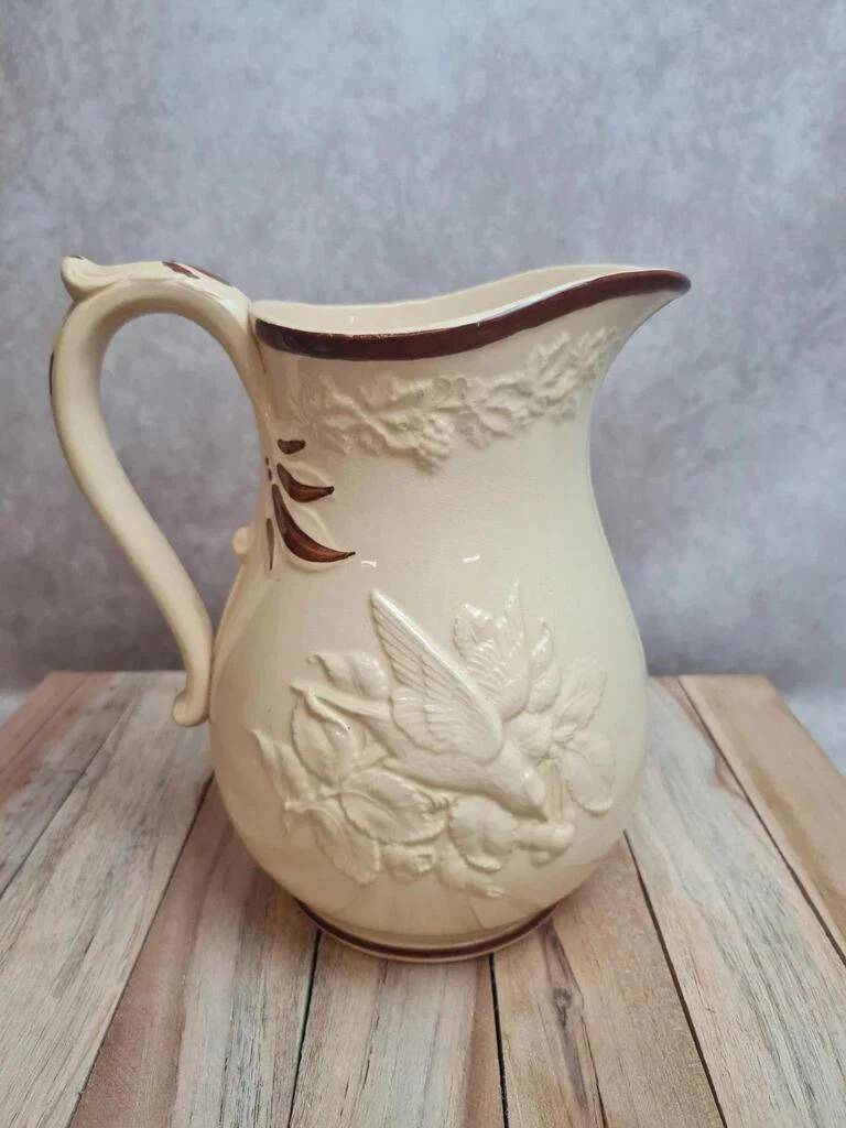 Old Pichet KG Lunéville No. 1 in ironstone, relief bird decoration, vintage