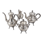 Service thé café 4 pièces en métal argenté style Louis XVI Rubans, très bon état