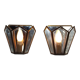 Matching pair french mid century copper & glass single light wall lanterns 3915