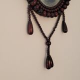 Miroir vintage bohème en perles de bois