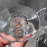9 old champagne glasses in flat-waisted blown glass