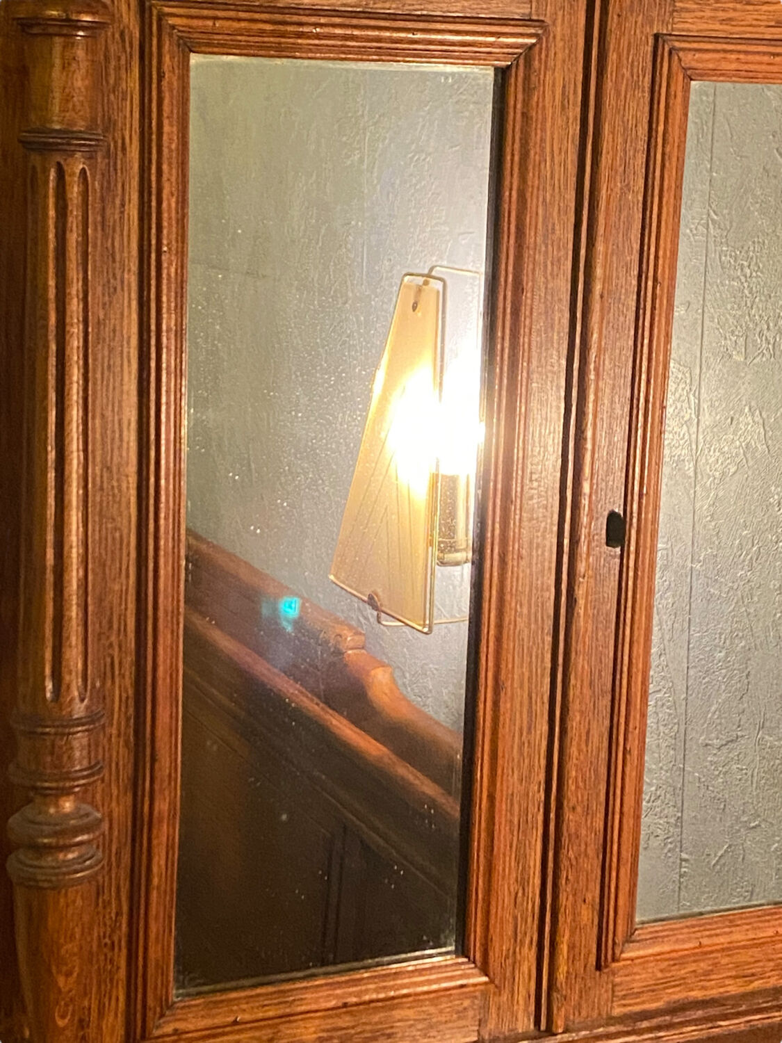 Lion's head oak shelf cabinet