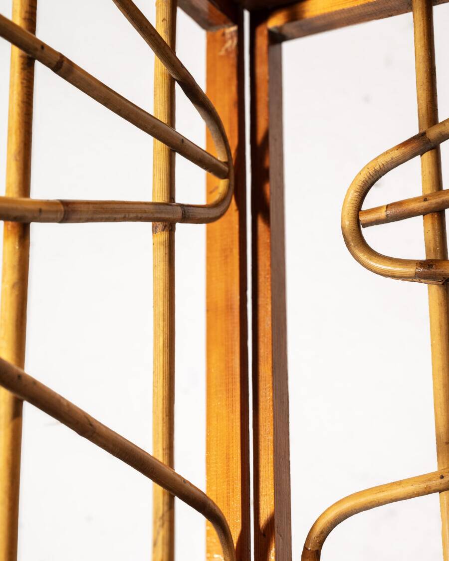 Large wooden and bamboo corner shelf