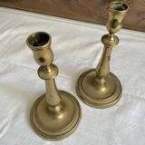 Pair of brass candle holders