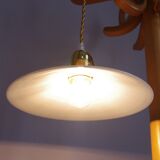 Flat opaline hanging lamp