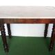 Walnut table on white marble for kitchen, old