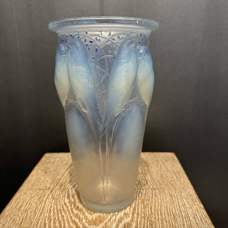 A R.Lalique Opalescent Glass Ceylan Vase