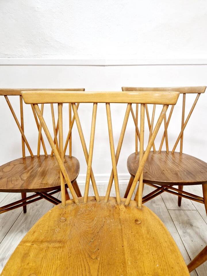 4 Ercol Candlestick Back Dining Chairs