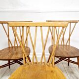 4 Ercol Candlestick Back Dining Chairs