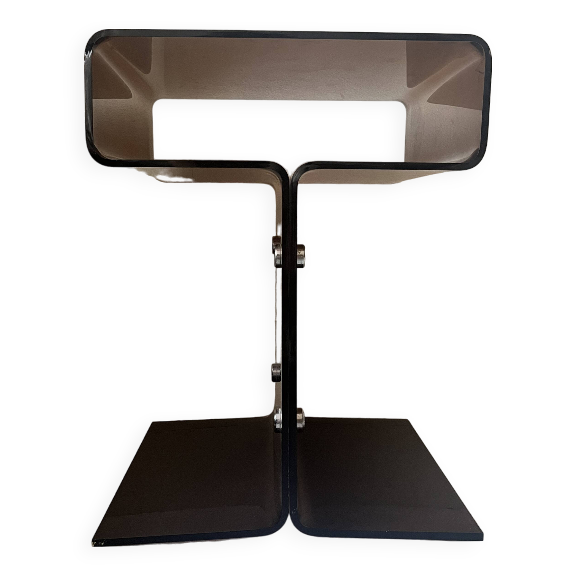 Smoked plexiglass side table/bedside table, M. Dumas for Roche Bobois 1970