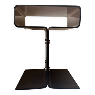 Smoked plexiglass side table/bedside table, M. Dumas for Roche Bobois 1970