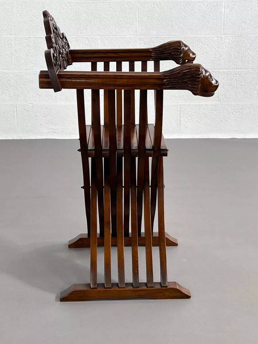 Vintage folding chair in carved wood