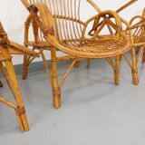 Set of 4 vintage rattan armchairs from the 60s