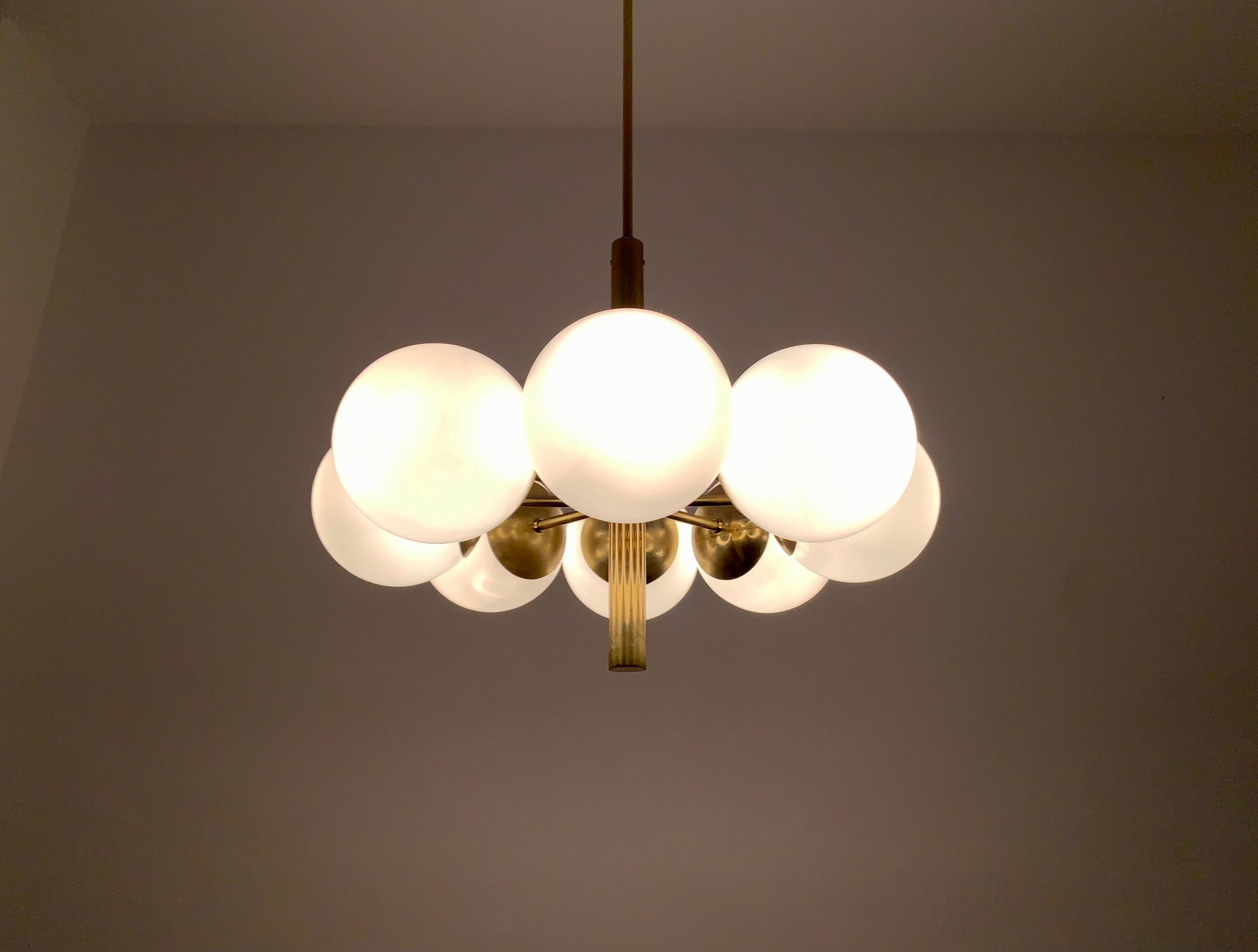 Brass Sputnik chandelier by Kaiser Leuchten