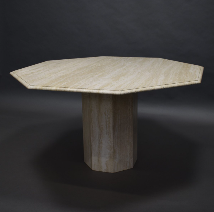 Dining Room Table in Marble and Travertine, Italy, 1970s