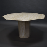 Dining Room Table in Marble and Travertine, Italy, 1970s